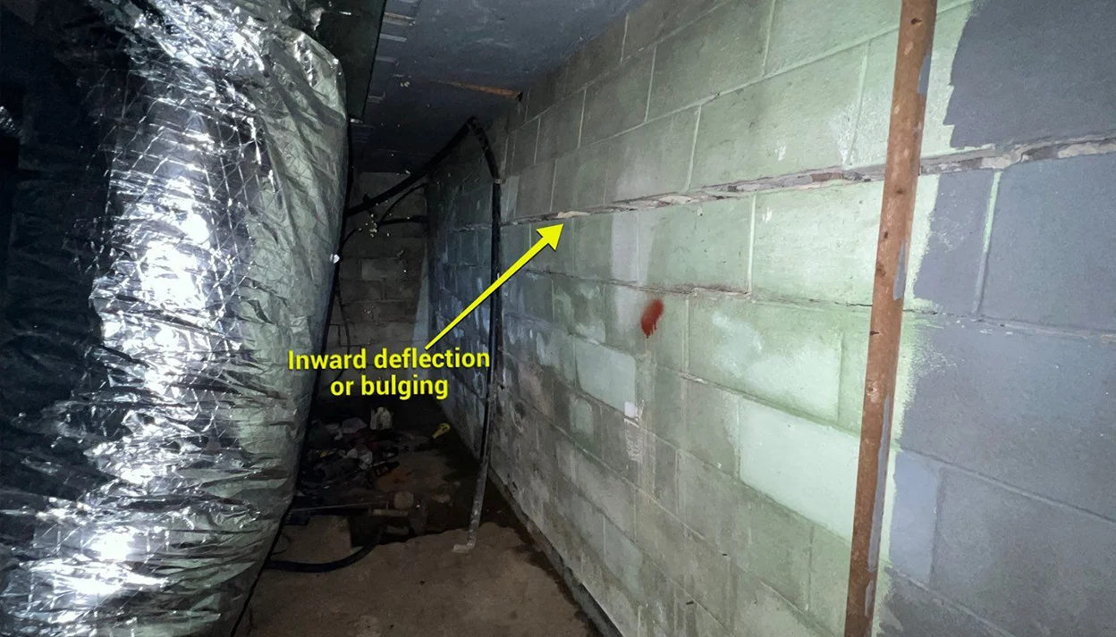 Bowing or bulging foundation walls 